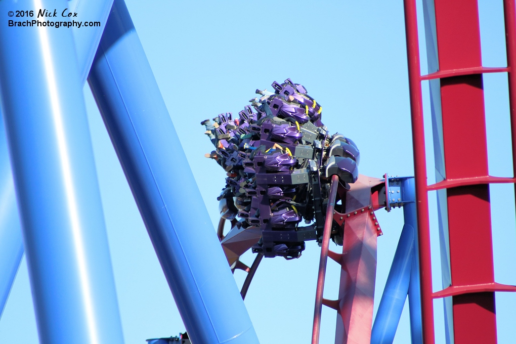 The twisted train going through the dive Zero-G roll.