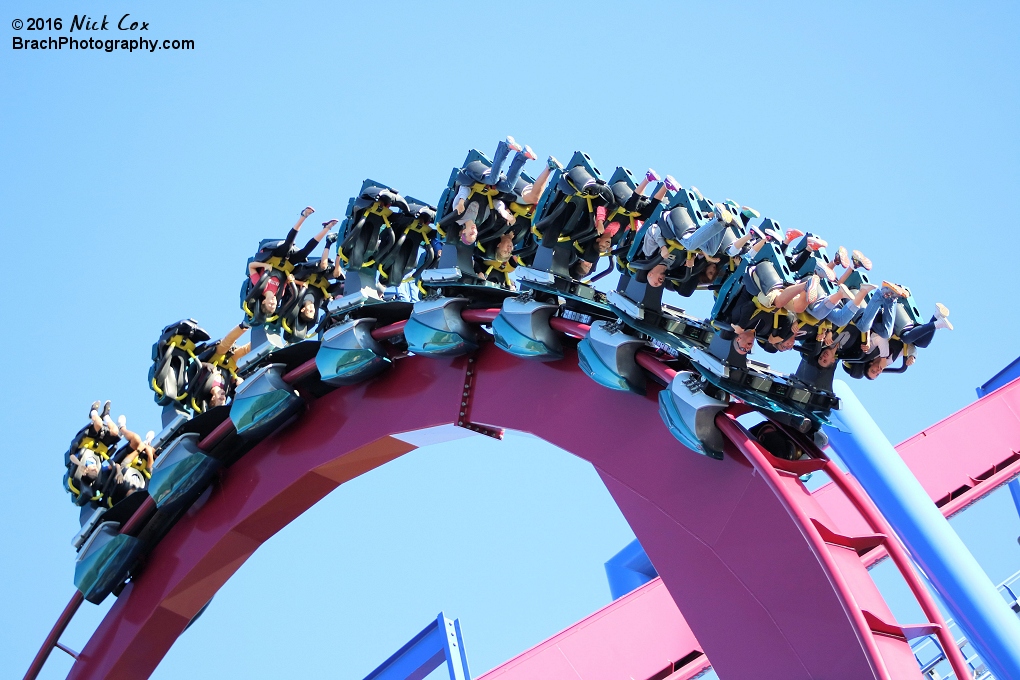 The train going through the vertical loop.