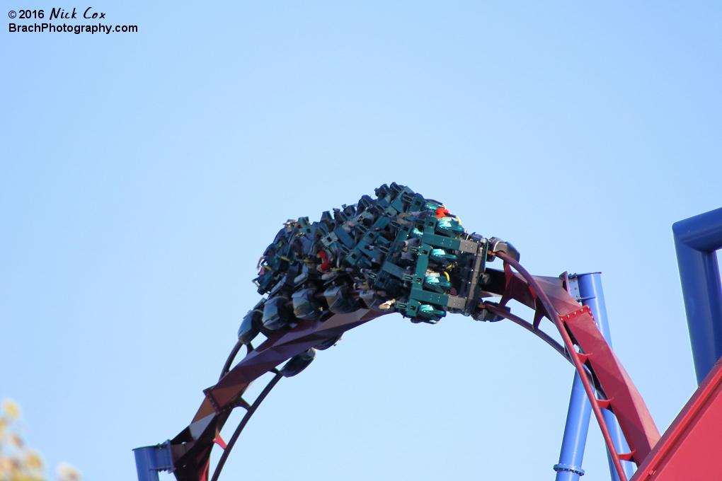 The Zero-G roll inversion from the plaza of Invertigo.