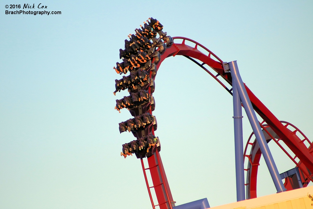 Banshee flying through its first inversion.