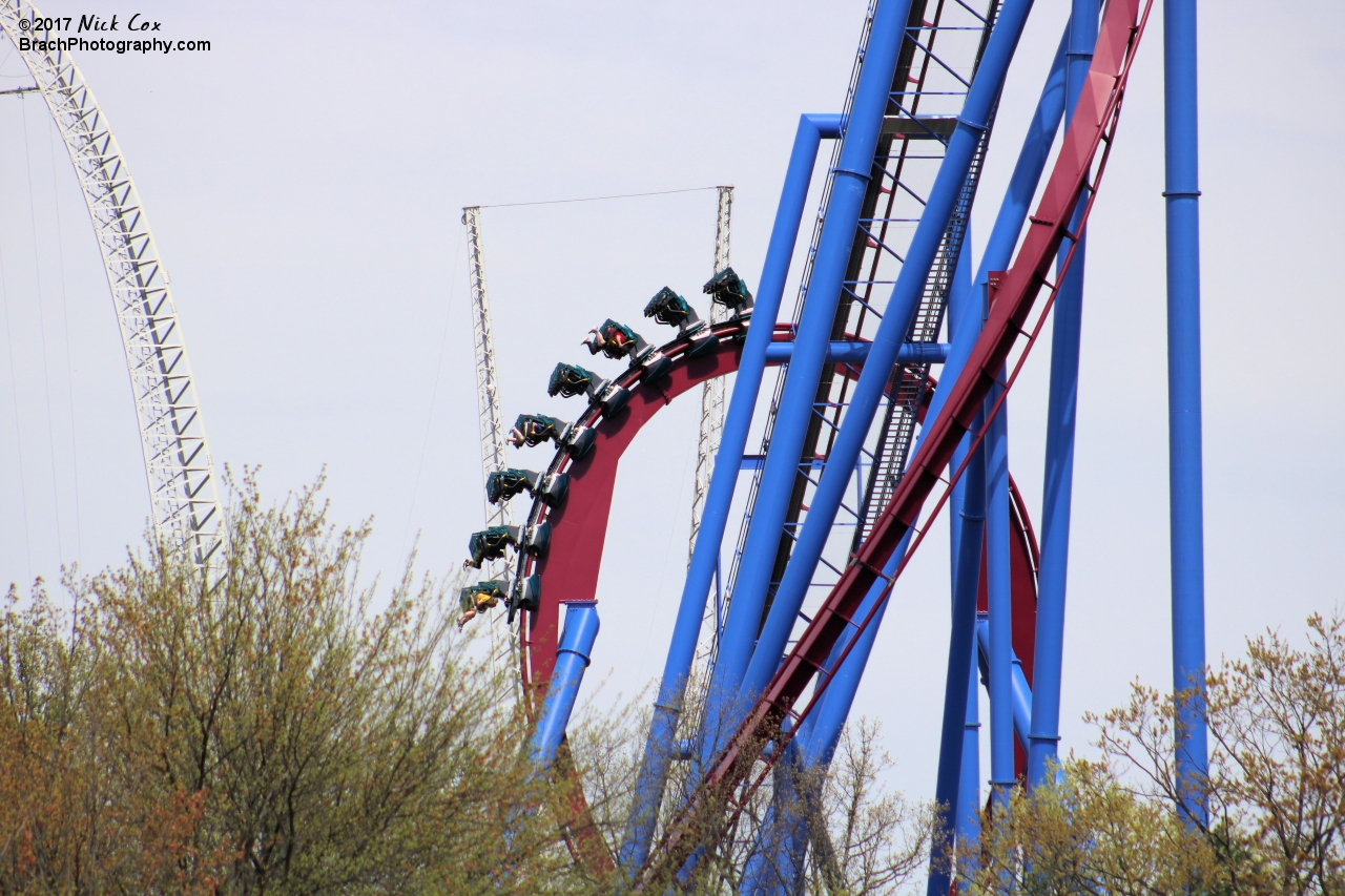 The trai nheaded through the vertical loop.