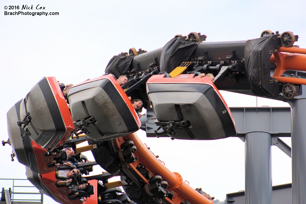 The swinging suspended cars.