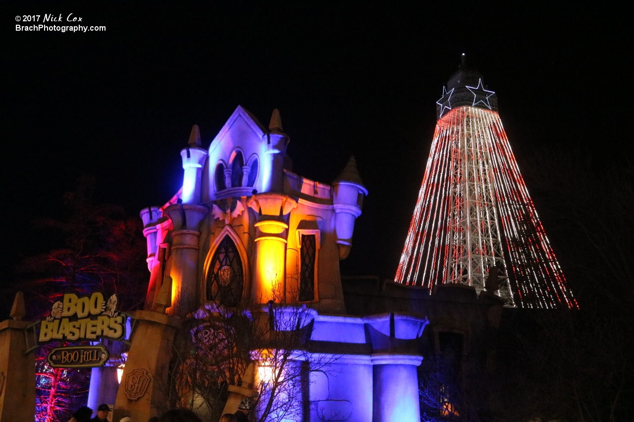 Boo Blasters modeling with the 300-ft tree.