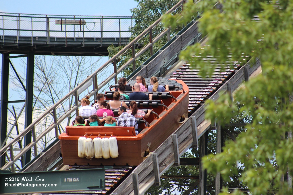 Another angle of the train going up the hill.