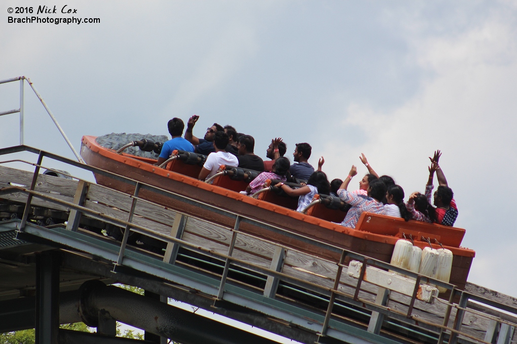 The boat headed up the lift hill.