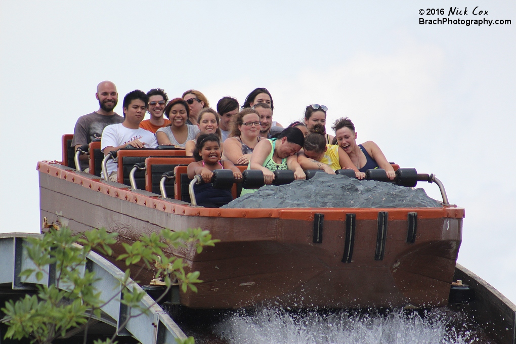 A full boat headed down the drop.