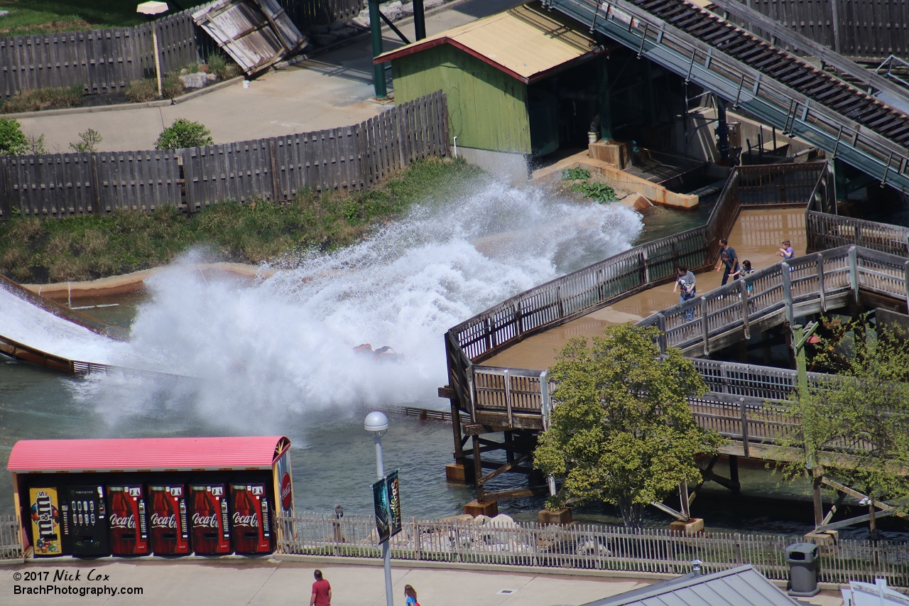 The huge splash of the water ride.