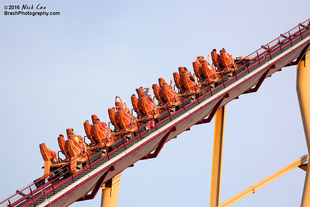 The train going up the 230 foot lift hill.