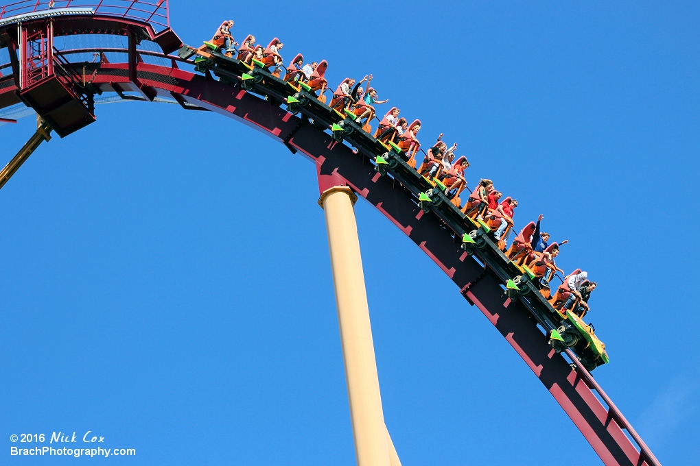 The train headed down the giant first drop.