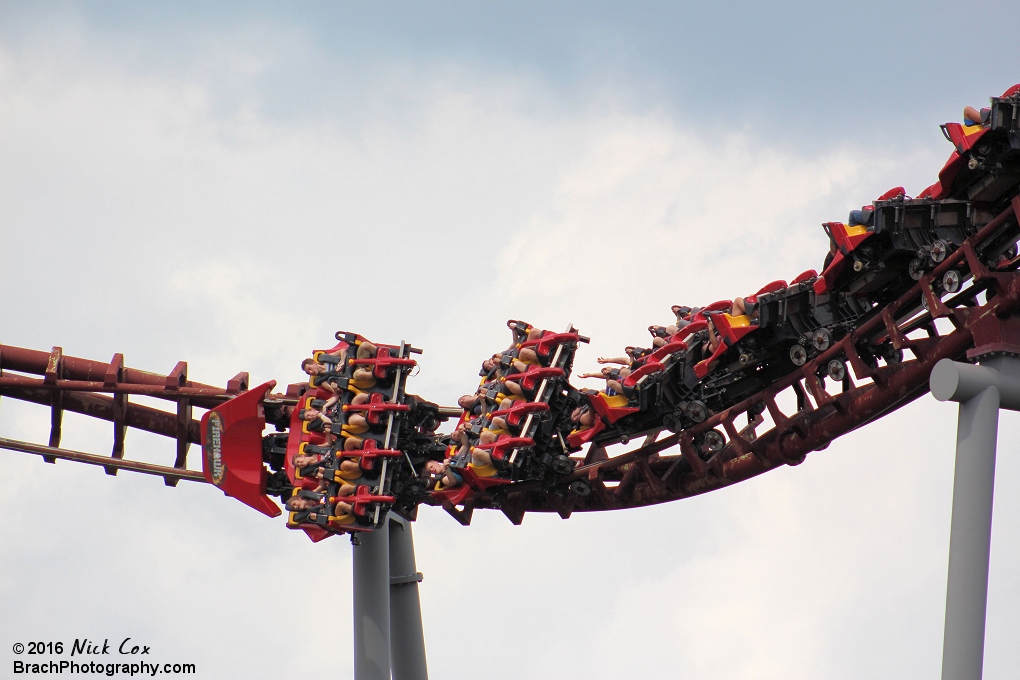 The inversion at the top of the coaster.