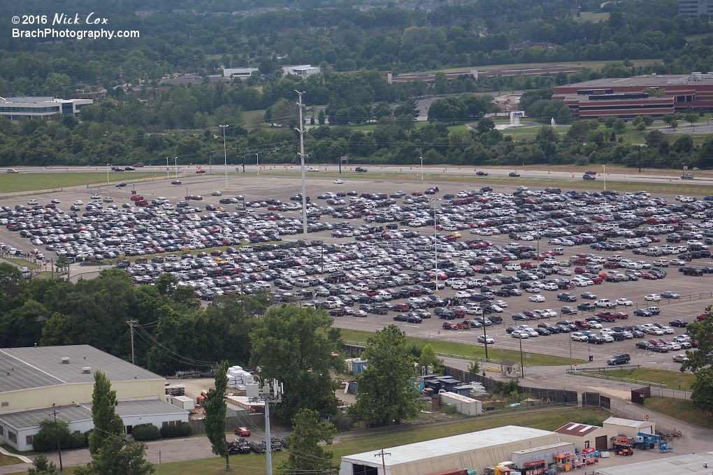 The parking lot as seen from the Eiffel Tower.