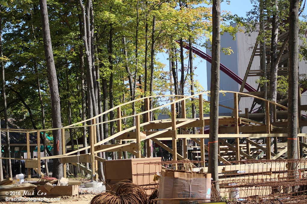 The structure for the new Mystic Timbers roller coaster.