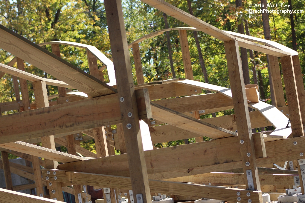 The structure for the new Mystic Timbers roller coaster.