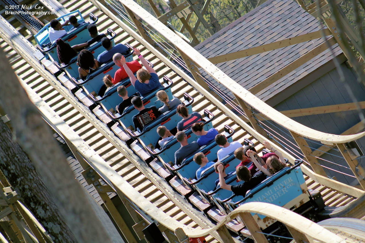 The train entering the lift.