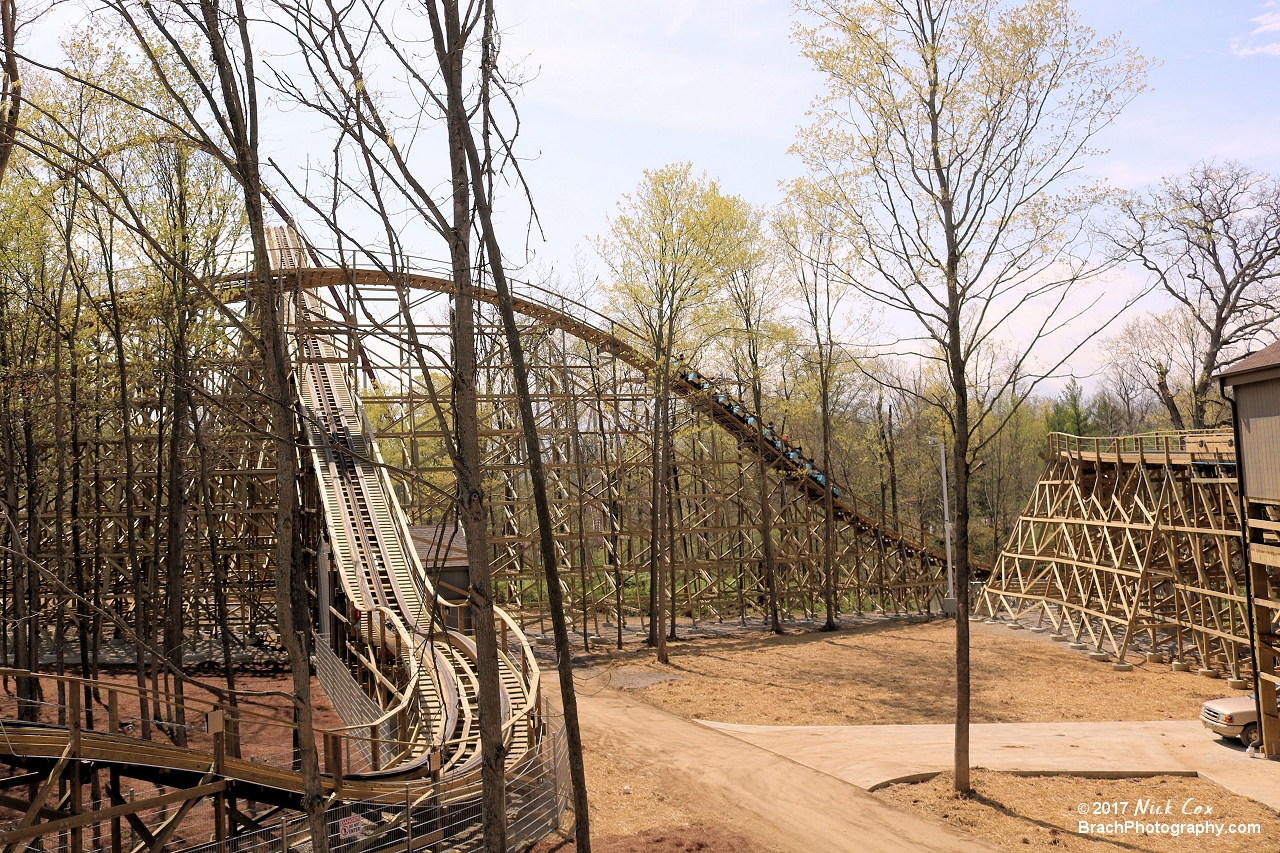 The train going over the second drop.