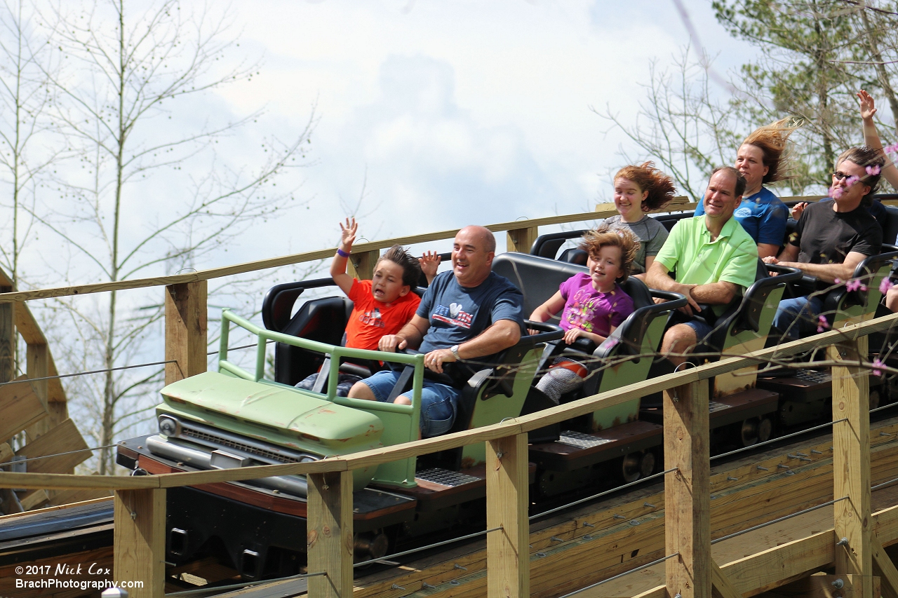 Riders on Mystic Timbers.