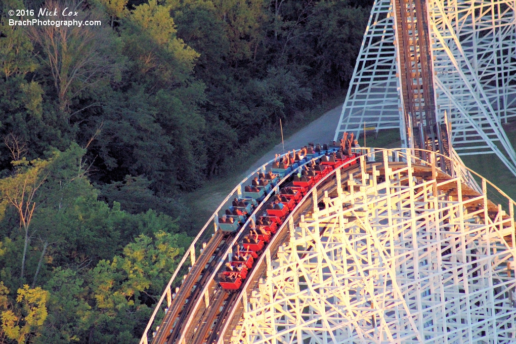 The Racer going over an airtime hill.