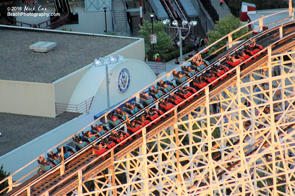 The Racer on the lift hill.