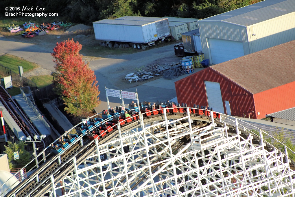 Racer at the top of its lift hill.