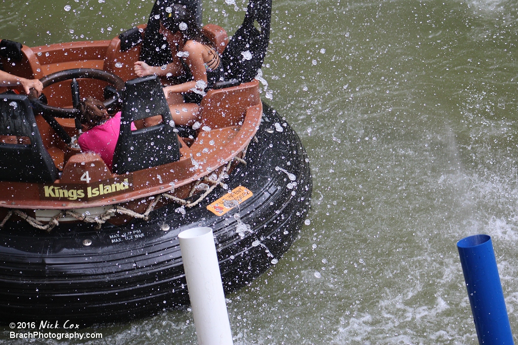 Water shooting out of the geysers soaking the passengers.