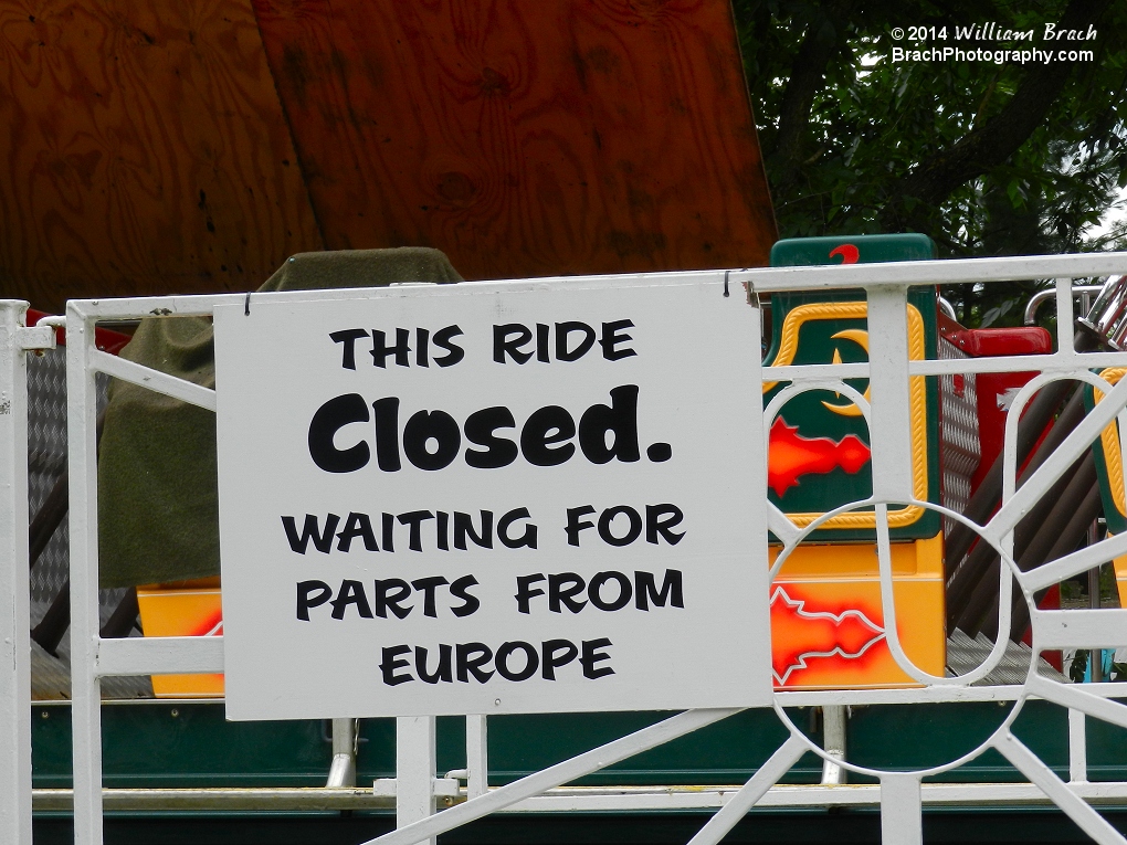 Yep!  Knoebels is waiting on replacement parts for the ride.