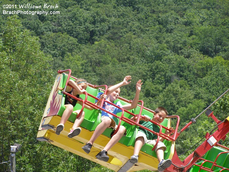 These kids all appear to be having fun while riding Downdraft.