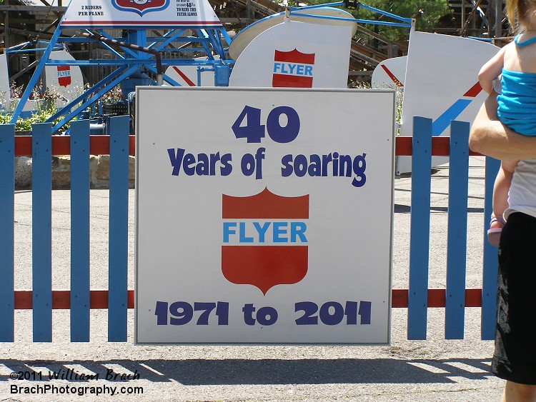 The 2011 season marked Flyer's 40th season at Knoebels.  A classic, timeless ride.  Glad it's been around for 40 seasos.  Hope it's around for a lot more years to come!