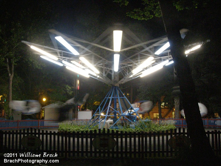 Ride slowing down at night.