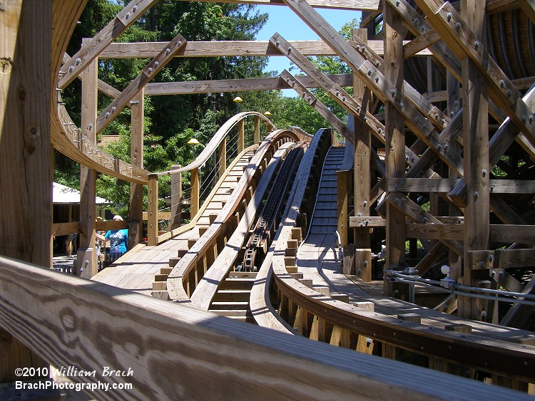 Still under construction.  Here's the lift hill that takes you into the station.