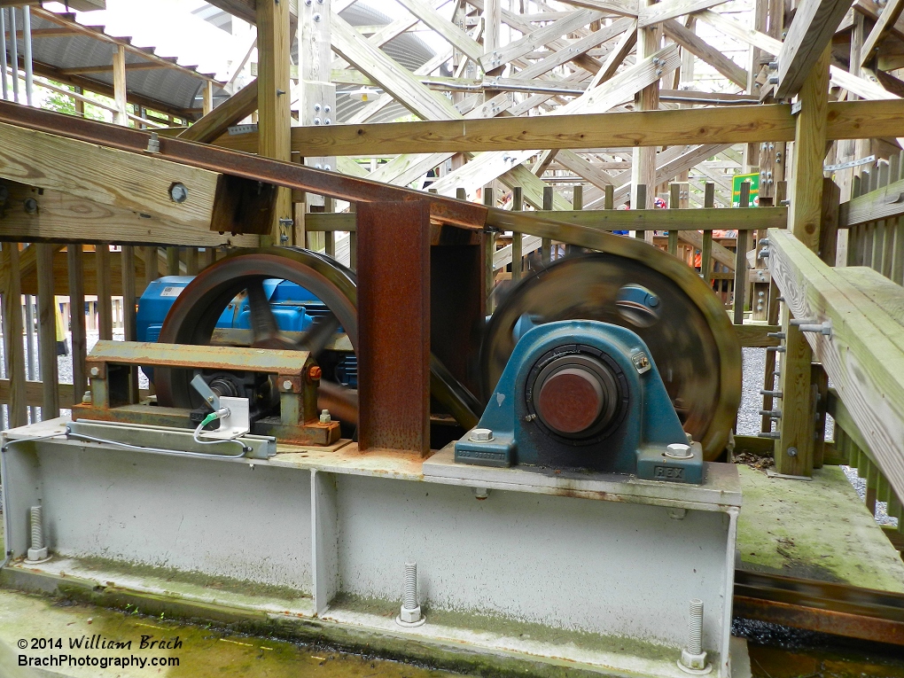 Lift chain isn't sitting idle anymore!  It's roaring to life and moving a train.