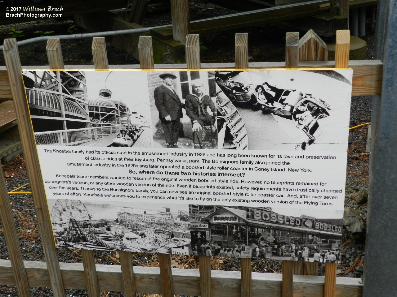 Knoebels and Bonsignore family history facts board.