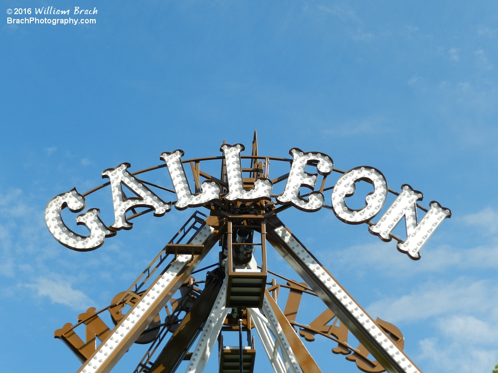 NEW at Knoebels for 2016 - a NEW Galleon ship!  Here's the new signage up at the top of the ride.