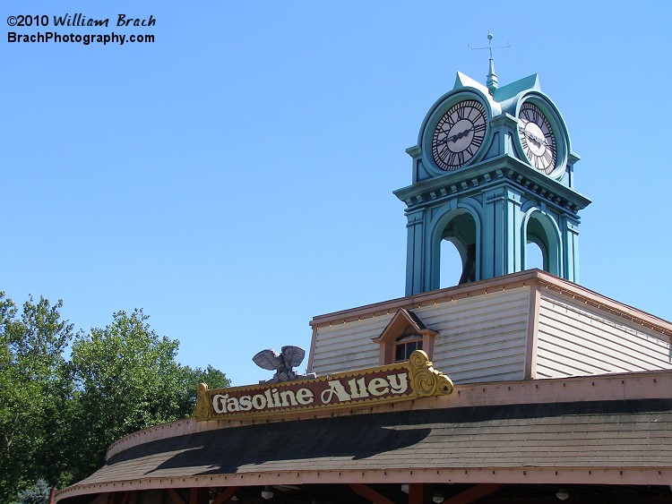 View of the highly detailed ride station building.