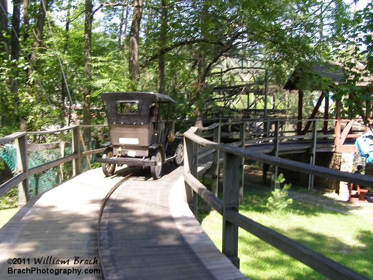 Approaching the bridge on the Gasoline Alley course.