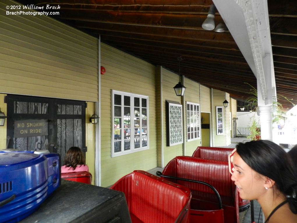 View of the loading station on the Haunted Mansion.