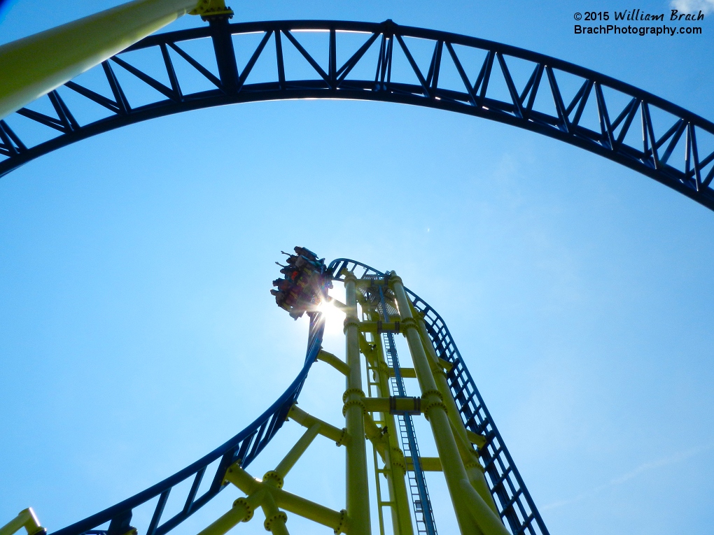 Train going down the 90-degree first drop.