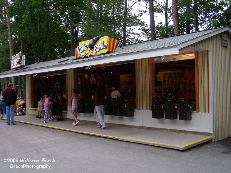 Knoebels has plenty of games for you to play.  These are found between the Paratrooper and the Haunted House.