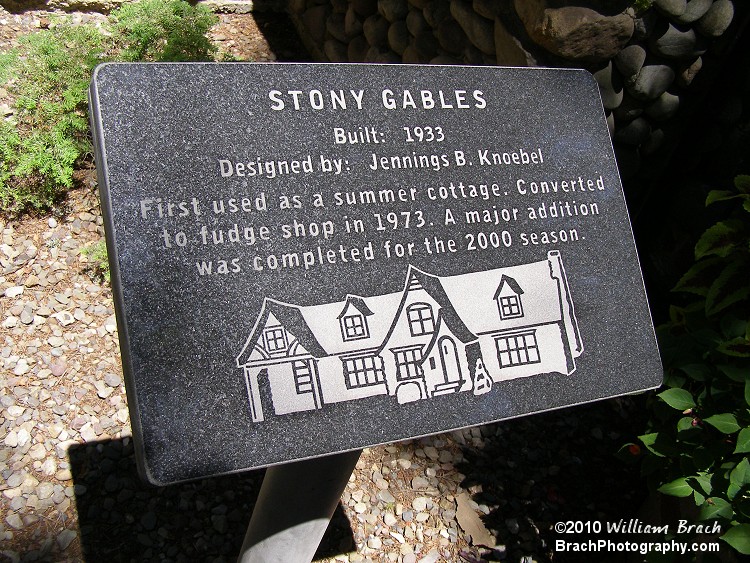 This sign gives you the historical purpose behind the Gables Cottage at Knoebels.