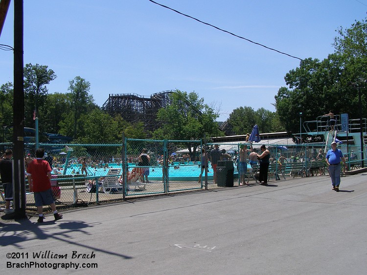 A view of the Crystal Pool and Twister in the background.