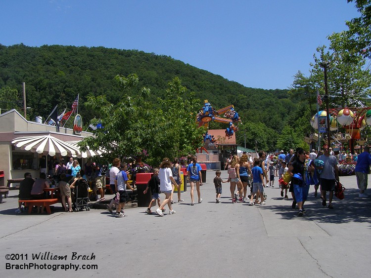 Knoebels has lots of midways, here we're looking towards Power Surge.