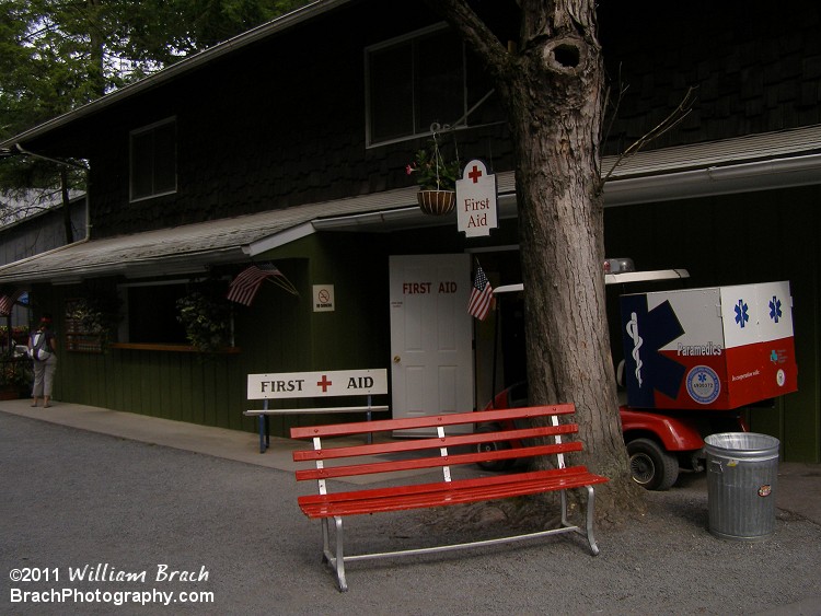 Hurt? Stung by a bee or other inset?  Go here.  First Aid station near the Flyers and Stoney Gables.