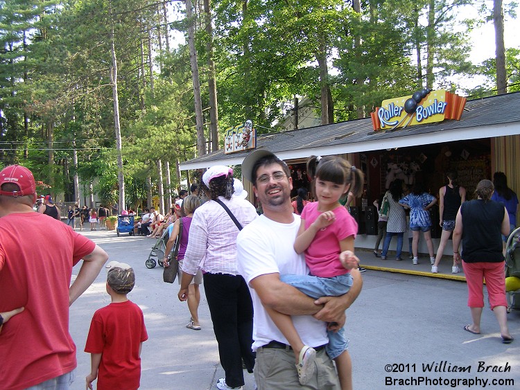 Folks having fun on the midways at Knoebels!