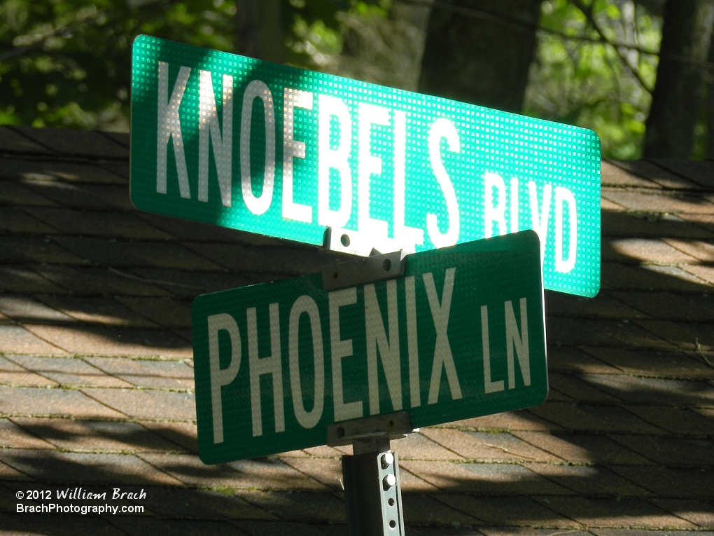 We're at the Knoebels Blvd & Phoenix Lane intersection at Knoebels.