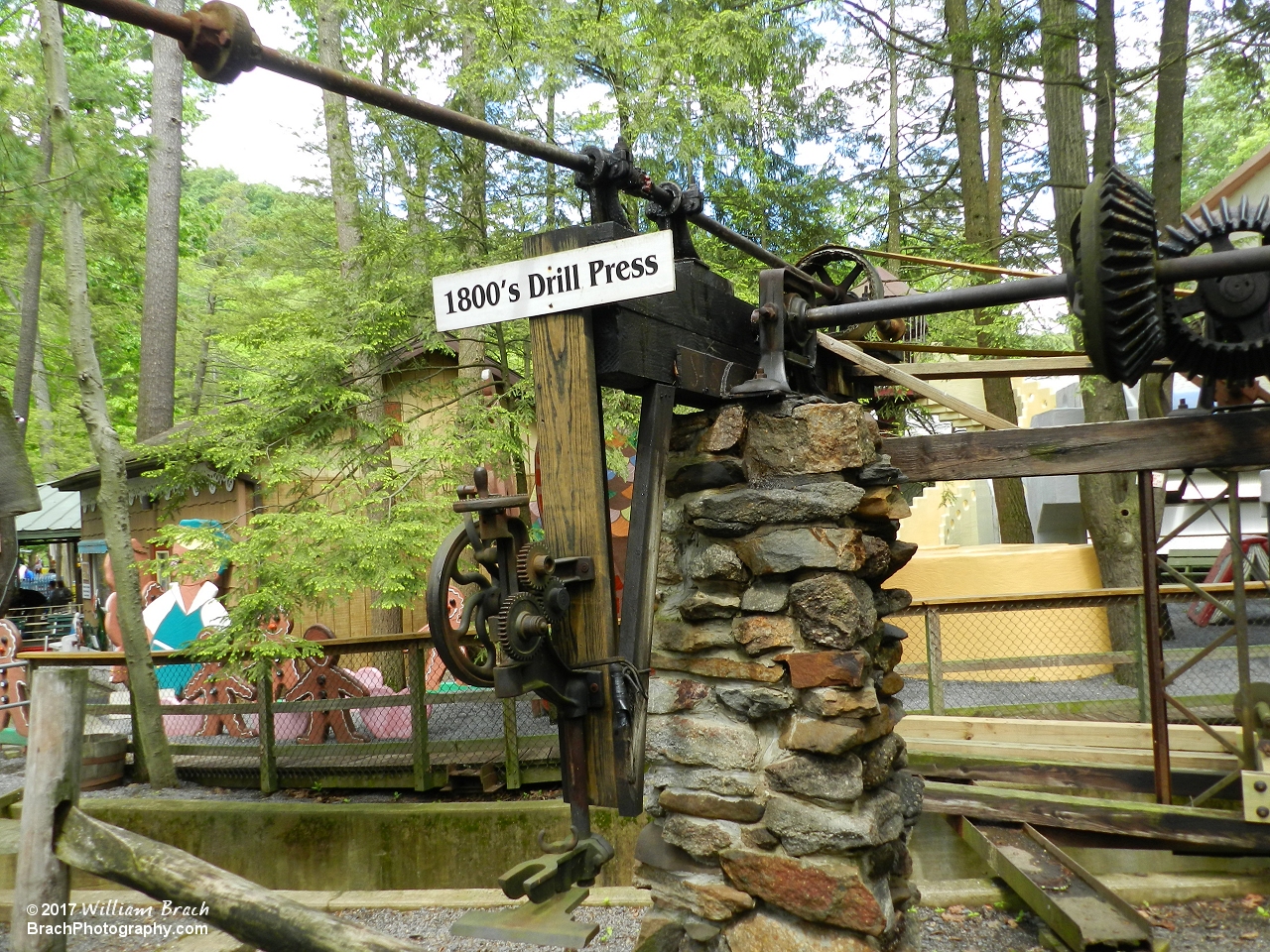 Waterwheel provided power for this drill press from the 1800's.