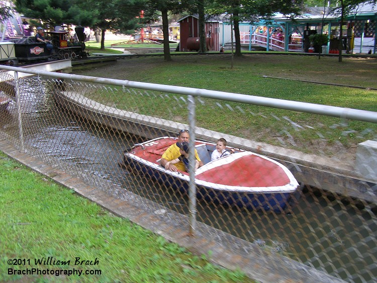 Gas powered boats that navigate a section of the creek that goes through the park.