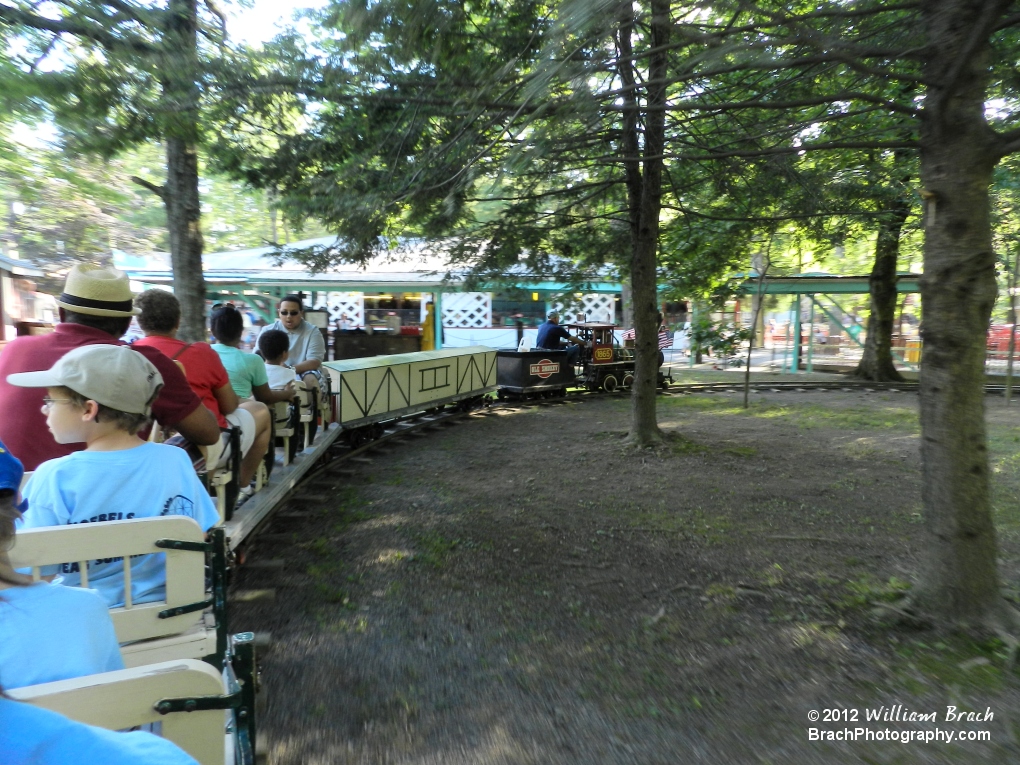 On the train.  Takes you around the front part of the park.