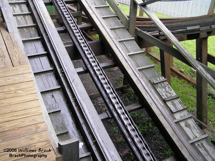 Well greased up and running fast to pull those trains up the lift hill.