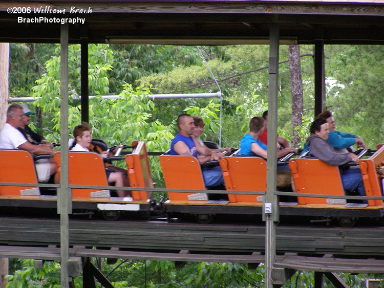 Phoenix orange train going through the brake run.