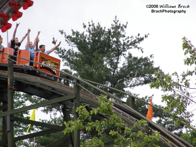 Orange train running the course.