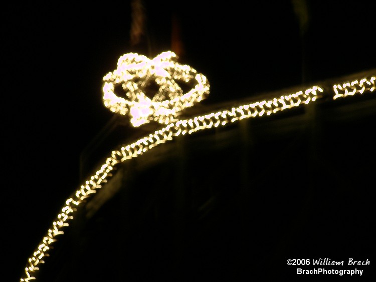 The orb lit up at night at Knoebels.